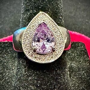 Pear-Shaped CZ Amethyst Ring Size 6.5 – A Touch of Elegance